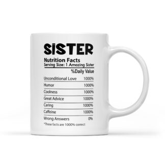 Sister Nutrition Facts 1000% Coffee Mug Gifts 11oz - 32