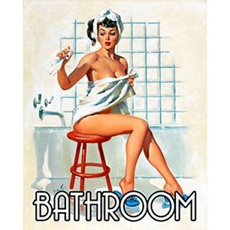 8x12 Inch Stylish Vintage Bathroom Door Sign PIn Up Girl Sexy Metal TIN Sign Wall Plaque