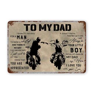 Dad and Son Biker to My Dad Vintage Metal Sign Wall Decor 8x12 Inch