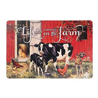 Life is Better On The Farm Tin Sign Vintage Cave Farm Farmhouse Country Home Wall Art Sign 8x12 Inch