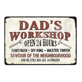 Dad's Workshop 12"x8" Metal Sign Shed Garage Man Cave Gift Idea