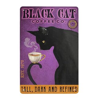 Black Cat Poster Wall Art Decor Coffee Co Retro Metal Tin Sign 8x12 Inch