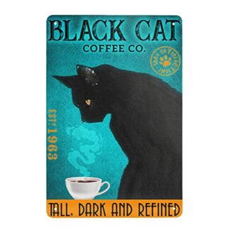 Black Cat Wall Art Decor Coffee Co Retro Metal Tin Sign Tall Dark 8x12 Inch
