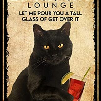 Black Cat Drinking Fruit Juice Black Cat Lounge Let Me Pour 8x12 Inch