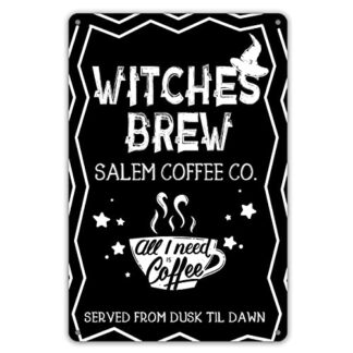 Funny Witches Brew Coffee Metal Tin Sign Wall Décor Witch Kitchen Sign 8x12 Inch